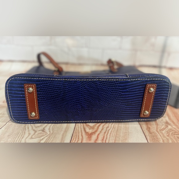 Dooney Bourke Navy Lizard Embossed Leather Tote Bag Shoulder Bag - Picture 5 of 6